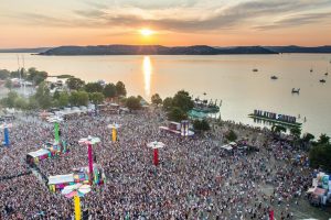 Summer festival with a big crowd at Lake Balaton the Hungarian sea