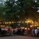 Evening picture of Kertem, an atmospheric garden bar in the City park on the Pest side of Budapest