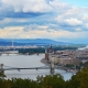 This is a beautiful view of Budapest and the river Danube from the top of the circa 150 meters tall Gellért hill in Buda
