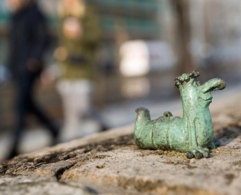 One of the miniature statues of Mihály Kolodko in Budapest depicting a Hungarian cartoon