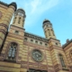 The façade and two towers of the Dohány street grand synagogue, the second biggest synagogue of the world