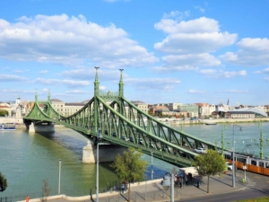 This is the Liberty Bridge, one of the fifteen bridges that connect the two sides of the city Buda and Pest