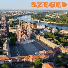 Photo of the Cathedral of Szeged and inner city lying next to the second biggest river of Hungary, the Tisza