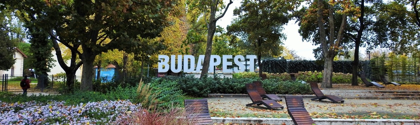 You can find this Budapest sign on Margaret Island which is connected to the Margaret Bridge next to the Hungarian Parliament building