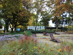 You can find this Budapest sign on Margaret Island which is connected to the Margaret Bridge next to the Hungarian Parliament building