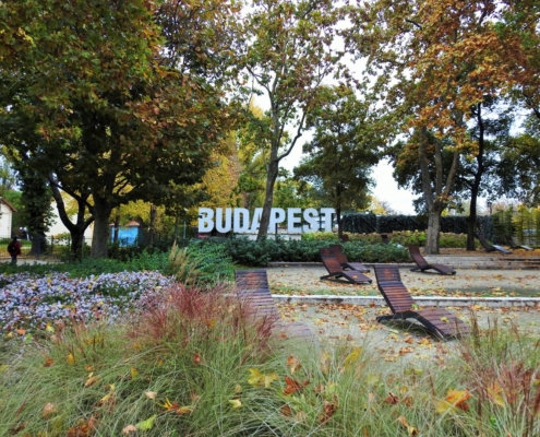 You can find this Budapest sign on Margaret Island which is connected to the Margaret Bridge next to the Hungarian Parliament building