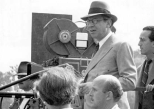 Black and white photo of Sir Alexander Korda world-famous producer and director of Hungarian origin at work