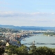 The Chain bridge in the foreground spanning between Buda and Pest