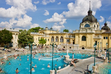 One of the many thermal pools of Budapest, the beautiful Széchenyi Bathhouse