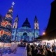 Big decorated Christmas tree in front of the Saint Stephens Basilica in Budapest