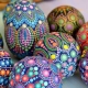 Colorful painted eggs which are traditional at Easter in Hungary